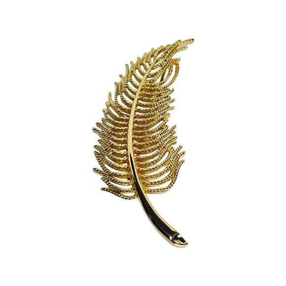 Vintage Monet Gold Tone Feather Brooch (6071) - Picture 1 of 6